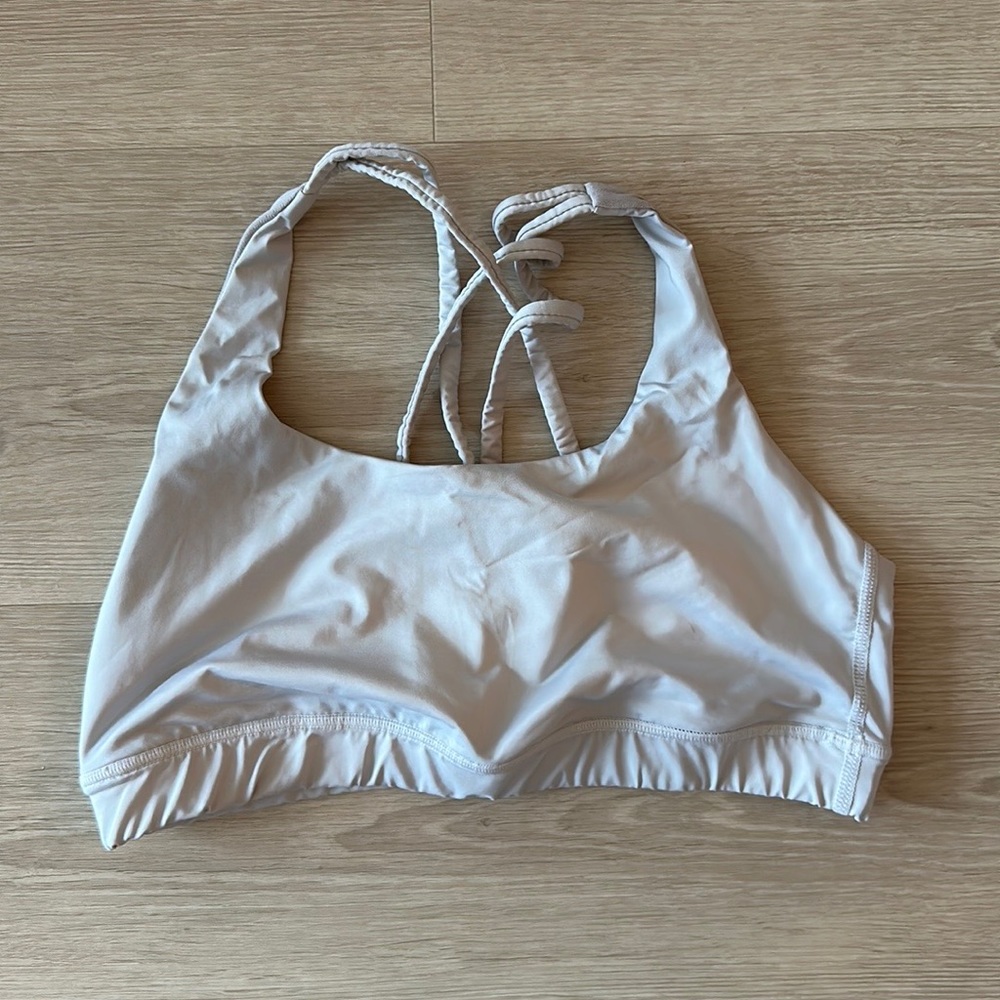 Light Gray Sports Bra with Cross Back Detail